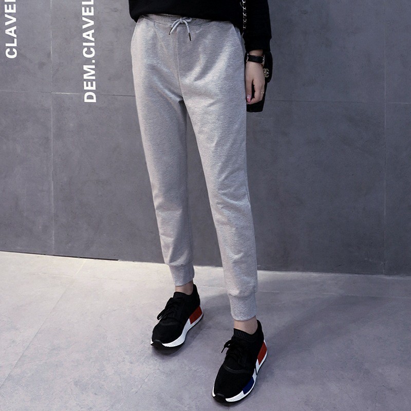 Quần Jogger Len Tăm Nữ 🌺 Quần cạp chun dây rút tùy chỉnh cá tính style Korea 2 màu XÁM | ĐEN SIÊU HOT 🌺 | BigBuy360 - bigbuy360.vn