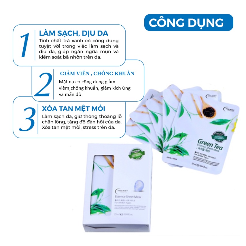 [Lẻ Miếng] Mặt nạ giấy -Mặt nạ dưỡng trắng da chiết xuất từ Trà Xanh ngừa mụn &amp; làm trắng HOLIKEY Hàn Quốc