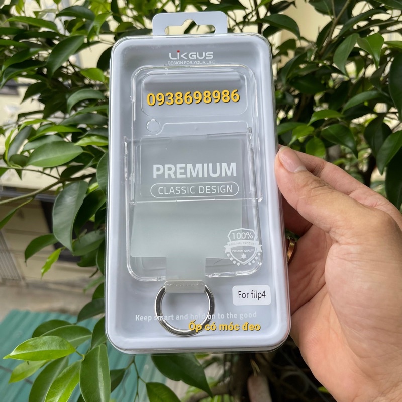 Ốp lưng Samsung Z FLIP 5 / Z Flip 4 / Z FLIP 3 - Ốp likgus trong suốt có móc treo