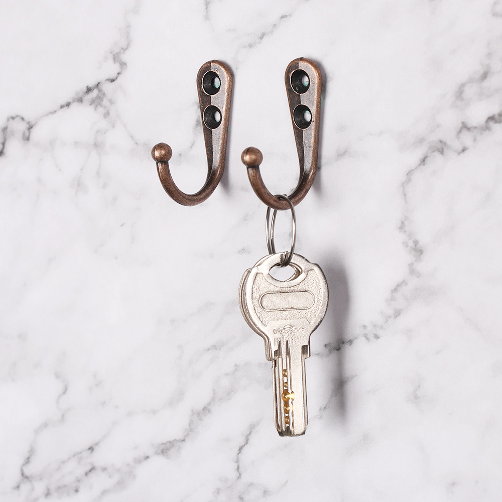 Bộ 5 móc treo mũ gắn tường màu đồng làm từ hợp kim kẽm phong cách cổ điển