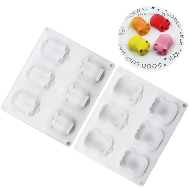 Khuôn Silicone Tạo Hình Làm Bánh Kẹo Hình Thỏ / Heo 3d Diy