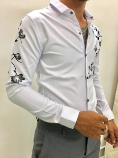 Áo sơ mi nam in hoa