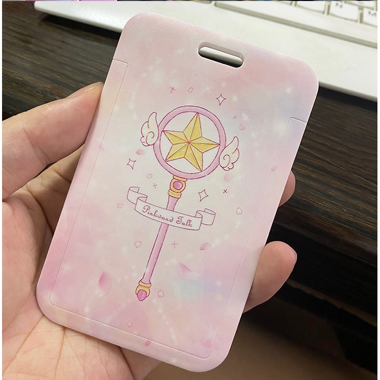 Case thủ lĩnh thẻ bài sakura đựng card, thẻ ATM, thẻ nhân viên, CCCD kèm móc khóa, dây đeo thẻ