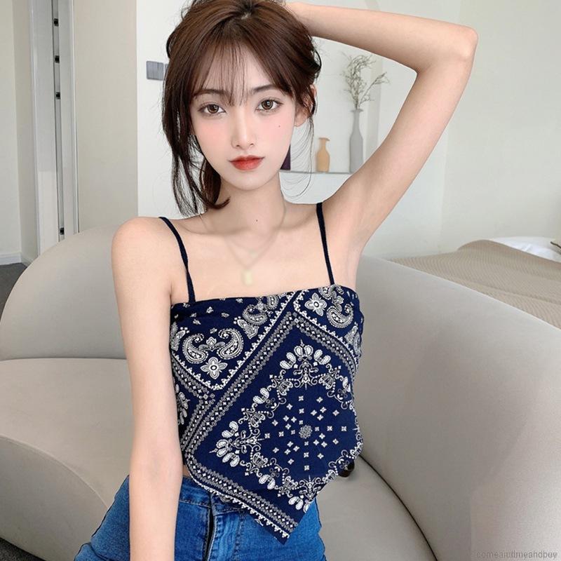 Áo Hai Dây In Họa Tiết Với Thiết Kế Hở Lưng Gợi Cảm Dành Cho Nữ | BigBuy360 - bigbuy360.vn