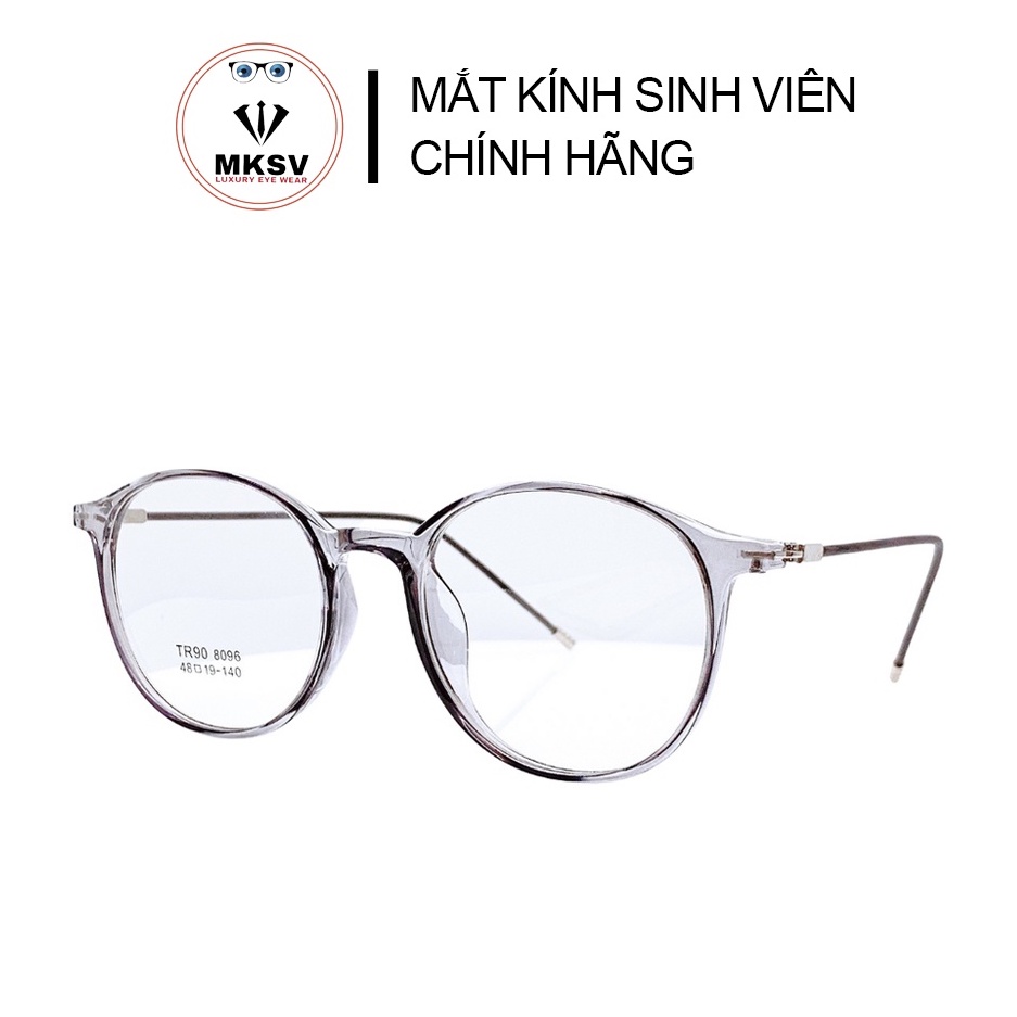 Tròng kính cận nữ thời trang, kính gọng tròn MKSV 8096 gọng kim loại chống gỉ bền bỉ phong cách Hàn Quốc sang trọng