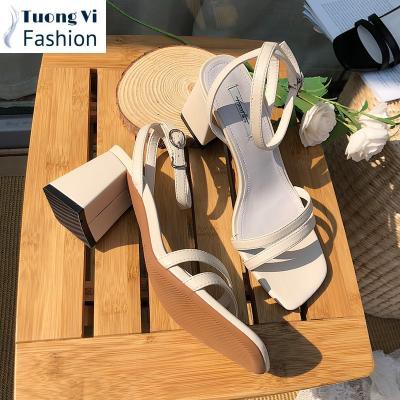 Giày sandal 2 dây mảnh gót vuông 5p  CG 0272 Mys Loviie.Corner Rosa Shoes