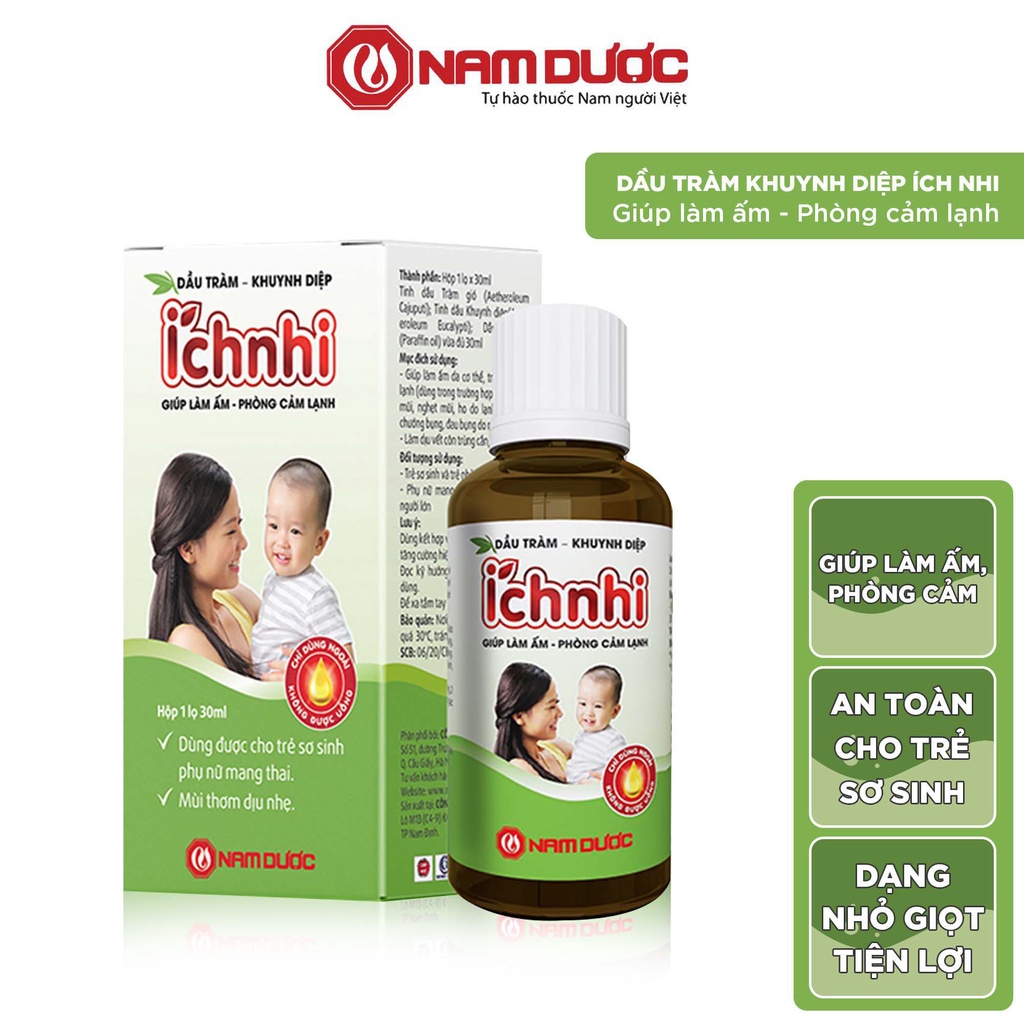 Dầu tràm khuynh diệp Ích Nhi 30ml giúp phòng cảm lạnh, làm ấm