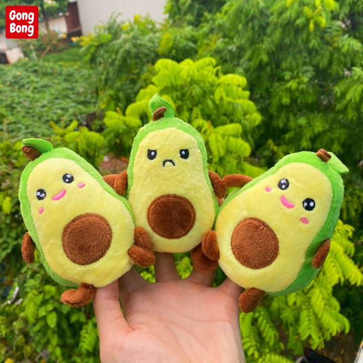 Móc khóa bơ bông cảm xúc lật 2 mặt gấu bông hình quả bơ mini cute dễ thương avocado reversible Gong Bong Store