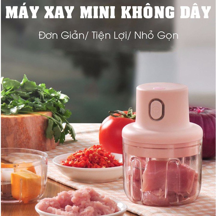 Máy Xay Tỏi Ớt Mini Cầm Tay Thể Tích 250ml Sạc Bằng Điện Có Cổng Sạc Usb, Dễ Sử Dụng - BẢO HÀNH 12 THÁNG