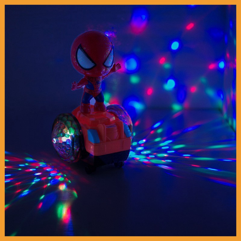 [G02] Đồ chơi ⚡️𝗙𝗥𝗘𝗘𝗦𝗛𝗜𝗣⚡️ Đồ chơi người nhện trượt xe xoay 360 độ, cá nhạc, có đèn bảo hành 12 tháng S020