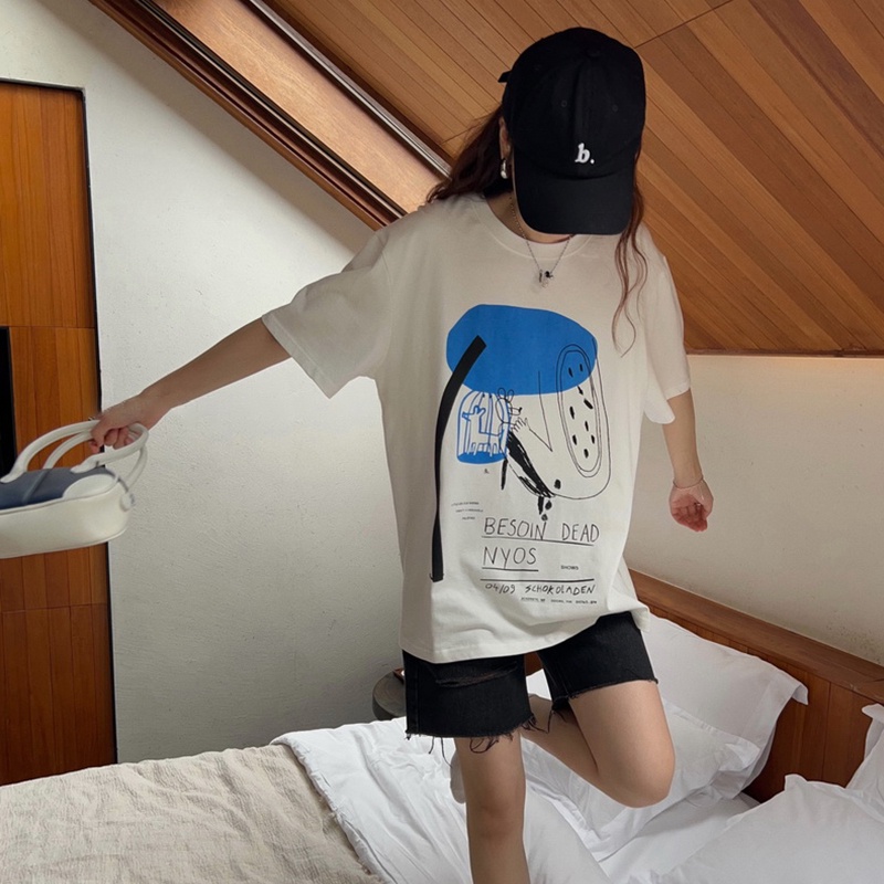 NRVP Áo Thun Cotton Tay Ngắn Cổ Tròn Màu Trơn Thời Trang Dành Cho Nữ