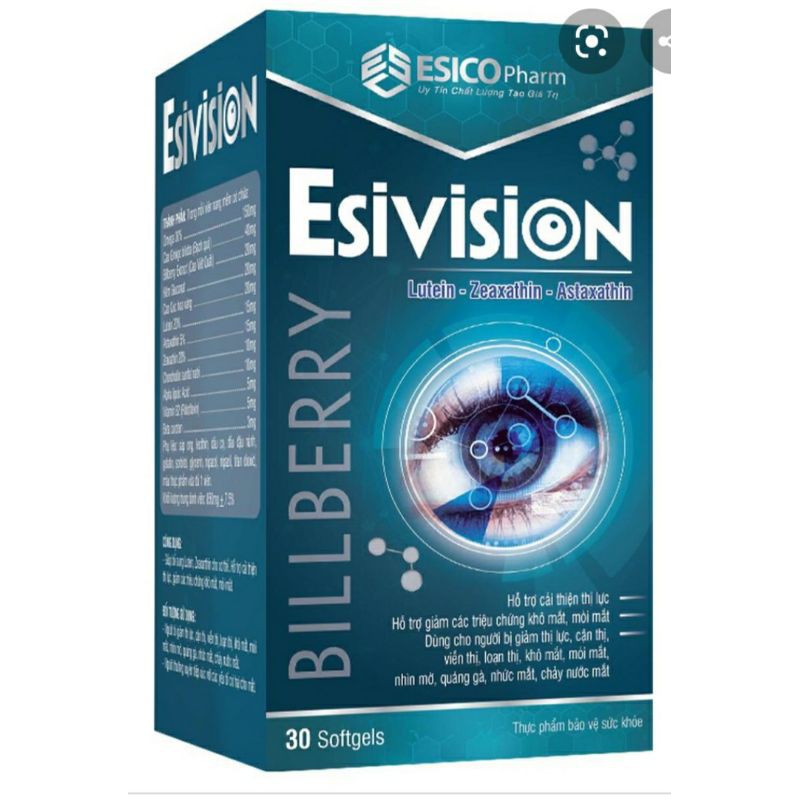 ESIVISION-Hỗ trợ cải thiện các triệu chứng khô mắt, nhức mắt, mỏi mắt, cận thị,viễn thị,loạn thị,mờ mắt, chảy nước mắt