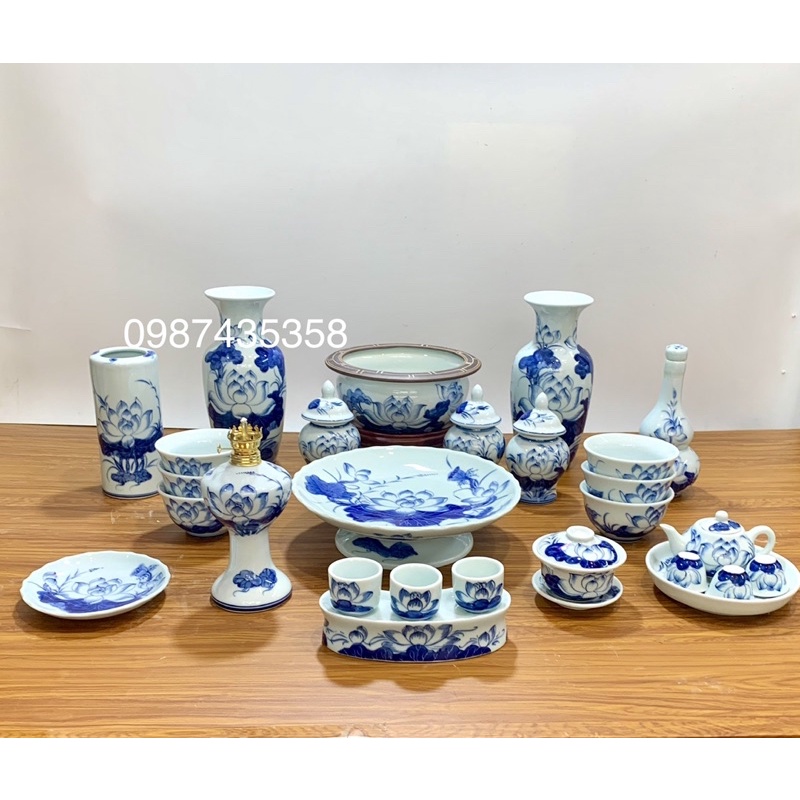 Bát hương lựu sen men xanh ngọc gốm Bát Tràng