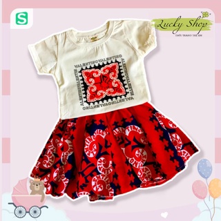 💘💘 set áo thun chân váy đỏ tặng kèm turban bé gái 💘💘