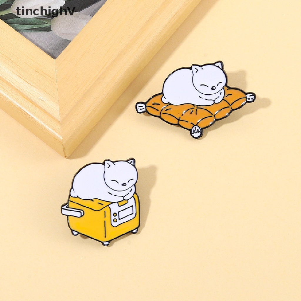 Ghim Cài Áo Bằng Hợp Kim Tráng Men Hình Mèo Hoạt Hình Dễ Thương