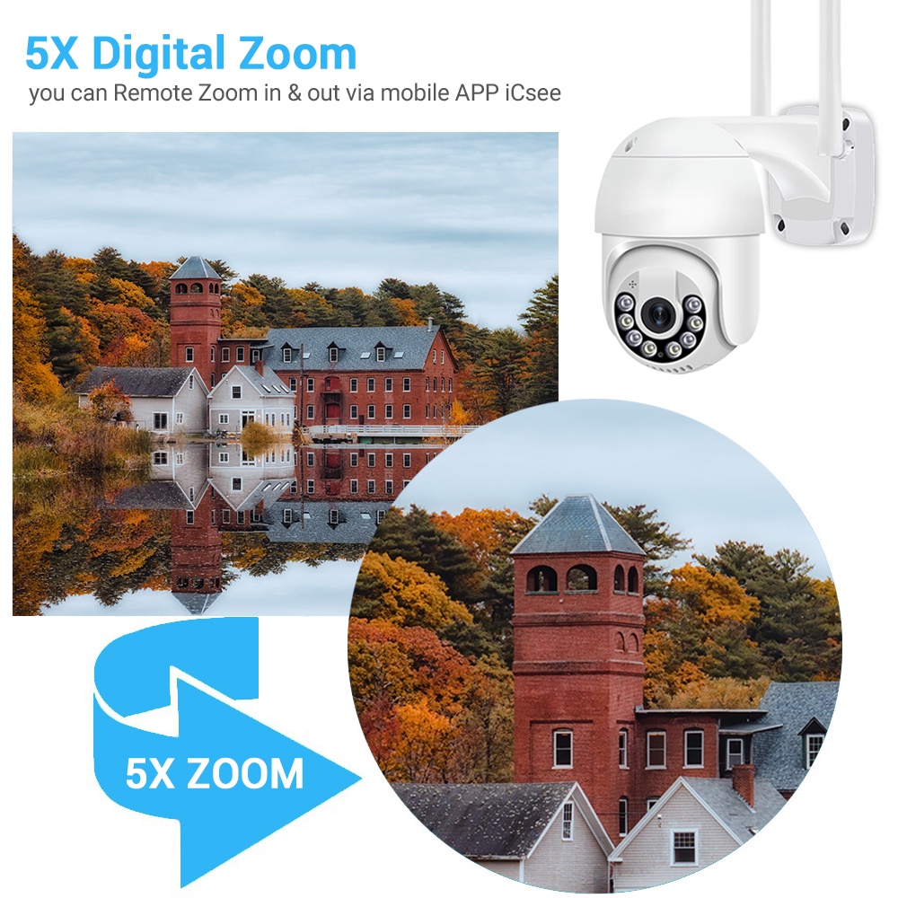 Camera An Ninh WiFi ONVIF 5MP 1080P 5X Zoom Có Chế Độ Nhìn Đêm