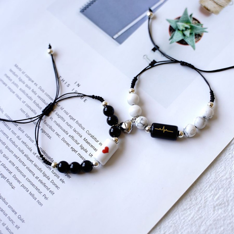 Set 2 vòng tay đính đá phong cách vintage cho cặp đôi