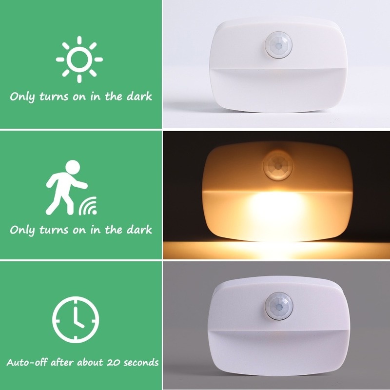 Đèn LED Nhỏ Cảm Biến Chuyển Động Chạy Pin 2 Kiểu Dáng Treo Tường/Cầu Thang Đa Năng