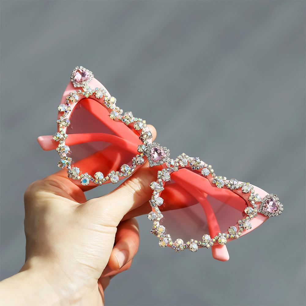 ME Kính Mát Hình Trái Tim Lấp Lánh Phong Cách Retro Cho Nữ