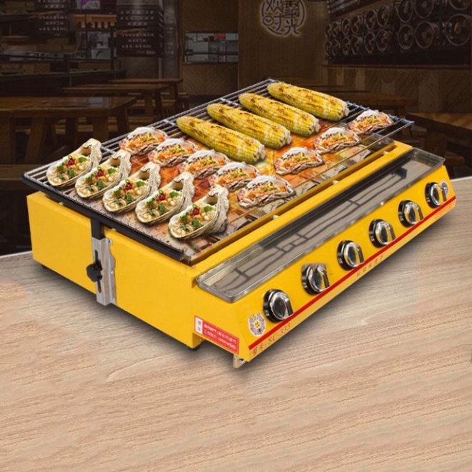 Bếp gas nướng thịt bbq, nướng hải sản, hàu cao cấp 6 họng dài ETON ET-K333