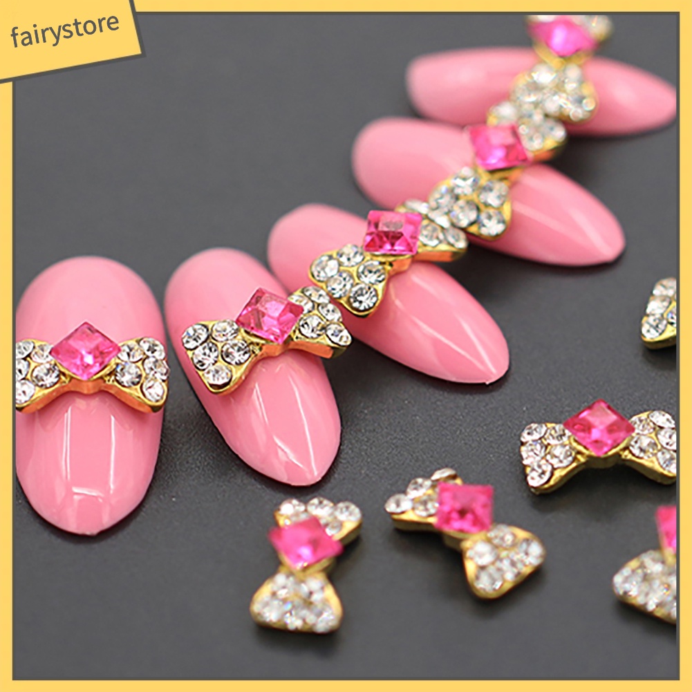 Set 10 Phụ Kiện Trang Trí Móng Tay 3D Hình Nơ Xinh Xắn