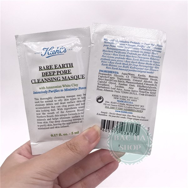 Kiehl's / Kiehls Set Sample Mặt Nạ Đất Sét Rare Earth Deep Pore Cleansing 25ml (5 gói x 5ml)