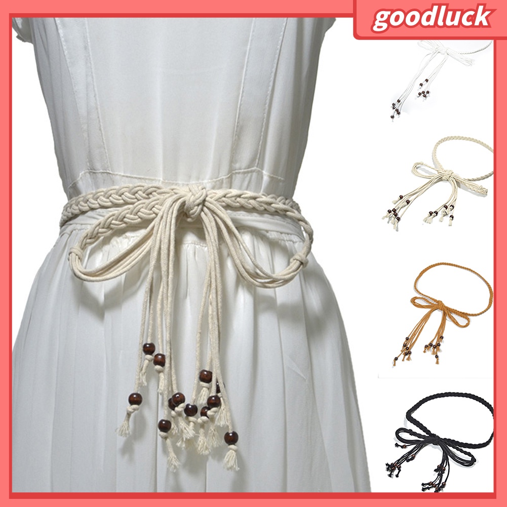 Thắt Lưng Dây Bện Đính Hạt Phong Cách Bohemia Cho Nữ