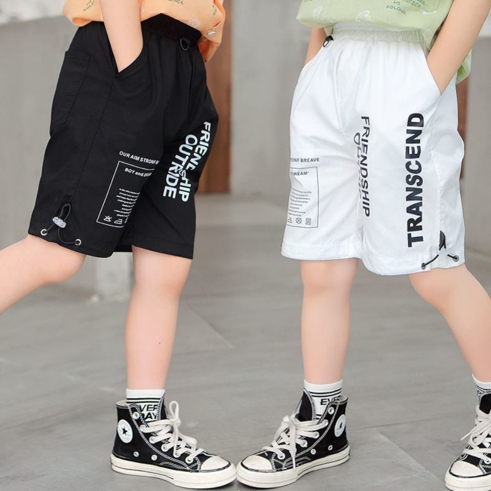 Quần Short Mỏng Màu Trắng Đen Thời Trang Mùa Hè Cho Bé Trai