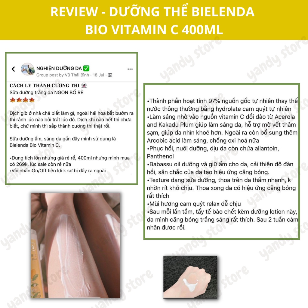 Dưỡng Thể Trắng Da Bielenda Bio Vitamin C