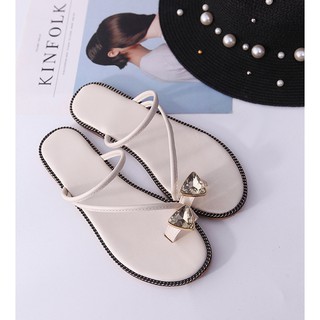 Sandal Nữ Đính Đá Kiểu Dáng Hàn Quốc (Đủ màu: Xanh, Đen, Trắng)