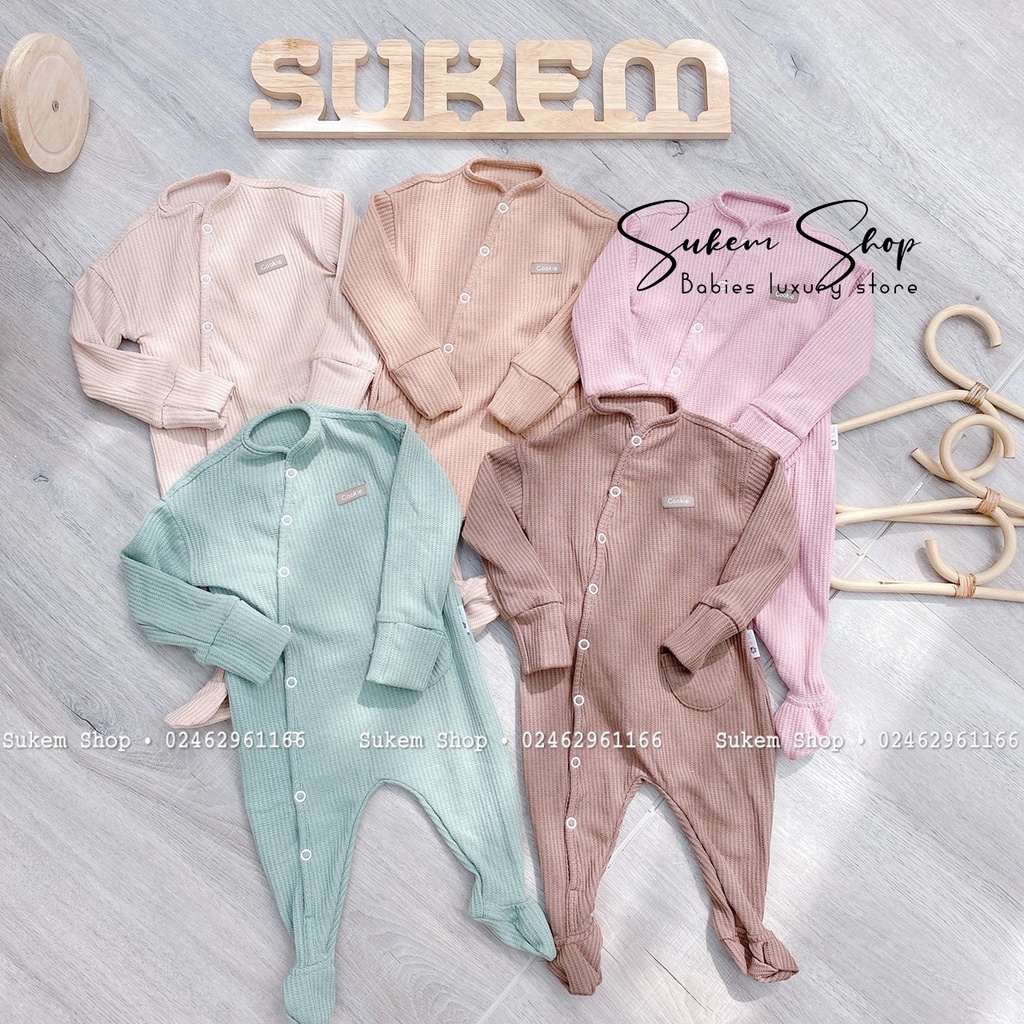 Bộ Body Có Tất Cookie/Body Cài Chéo Sleepsuit Liền Tất Cookie Dày Dặn