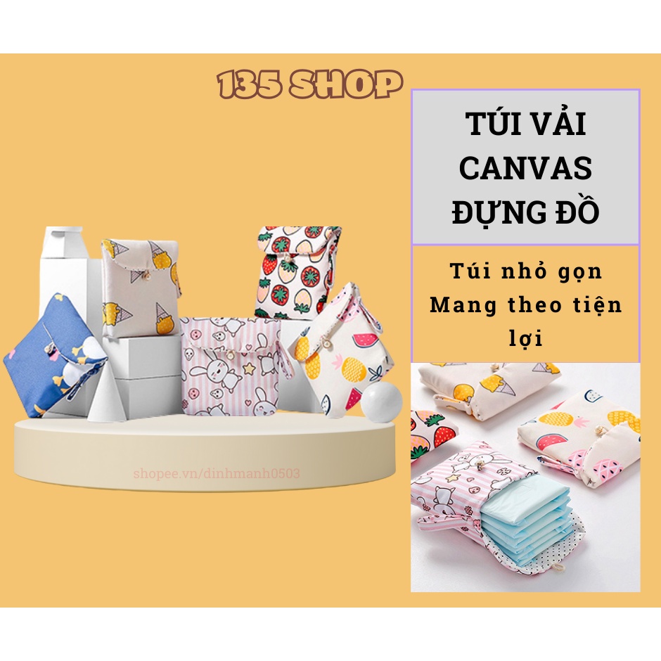 Túi vải đựng băng vệ sinh, đồ dùng cá nhân cho nữ nhỏ gọn, dễ thương