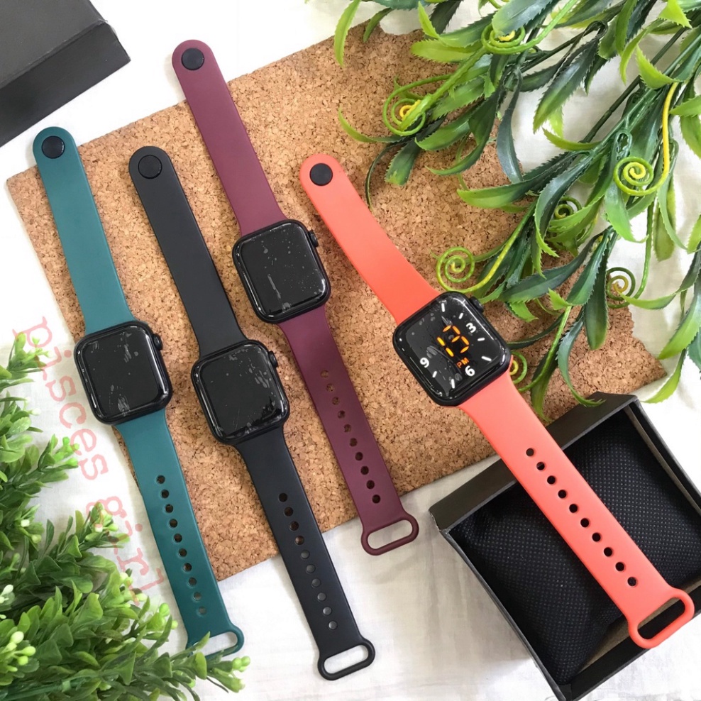 Đồng hồ nam nữ LED phiên bản táo sang chảnh dây cao su nhiều màu