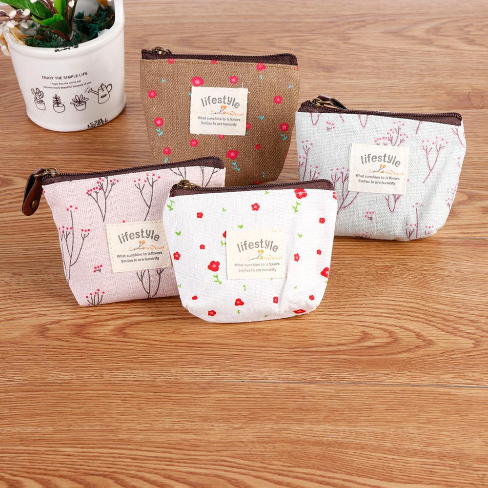 Ví Đựng Tiền Xu DAPHS Vải Canvas In Họa Tiết Hoa Xinh Xắn Dành Cho Nữ