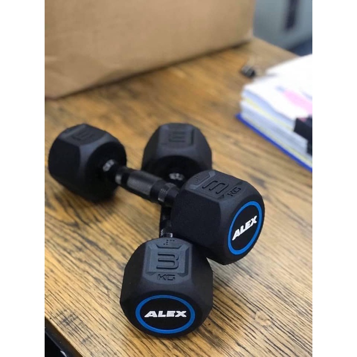 Tạ Tay Kim Cương Hexagonal Rubber Dumbbell Alex Bọc Cao Su