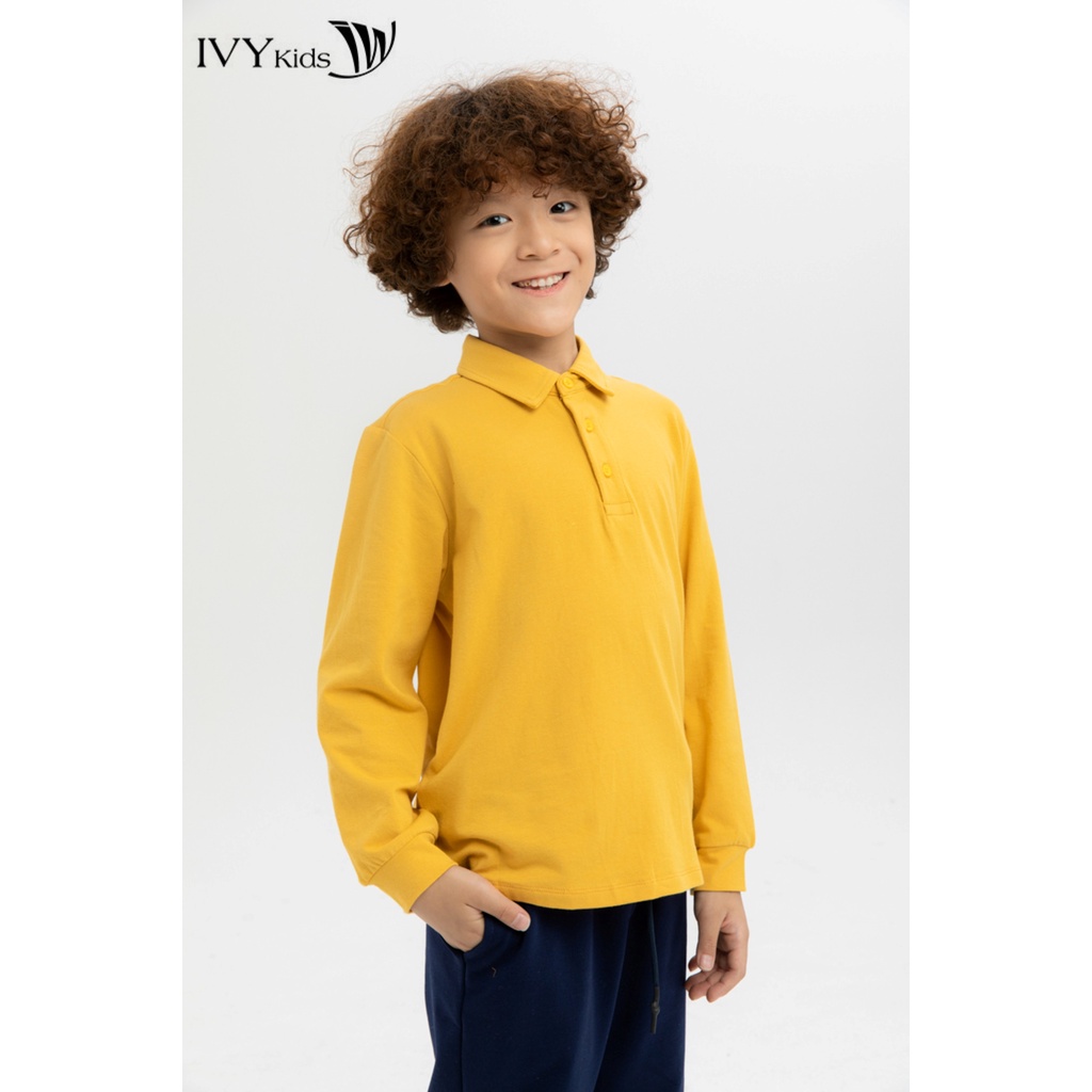 Áo thun bé trai cổ đức cài khuy IVY moda MS 58K1193