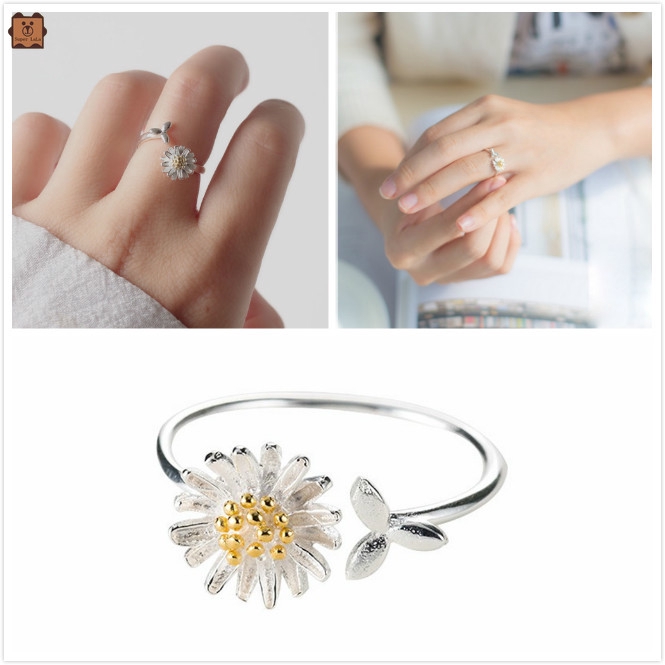 Nhẫn Hợp Kim Hình Hoa Hướng Dương 3d Xinh Xắn