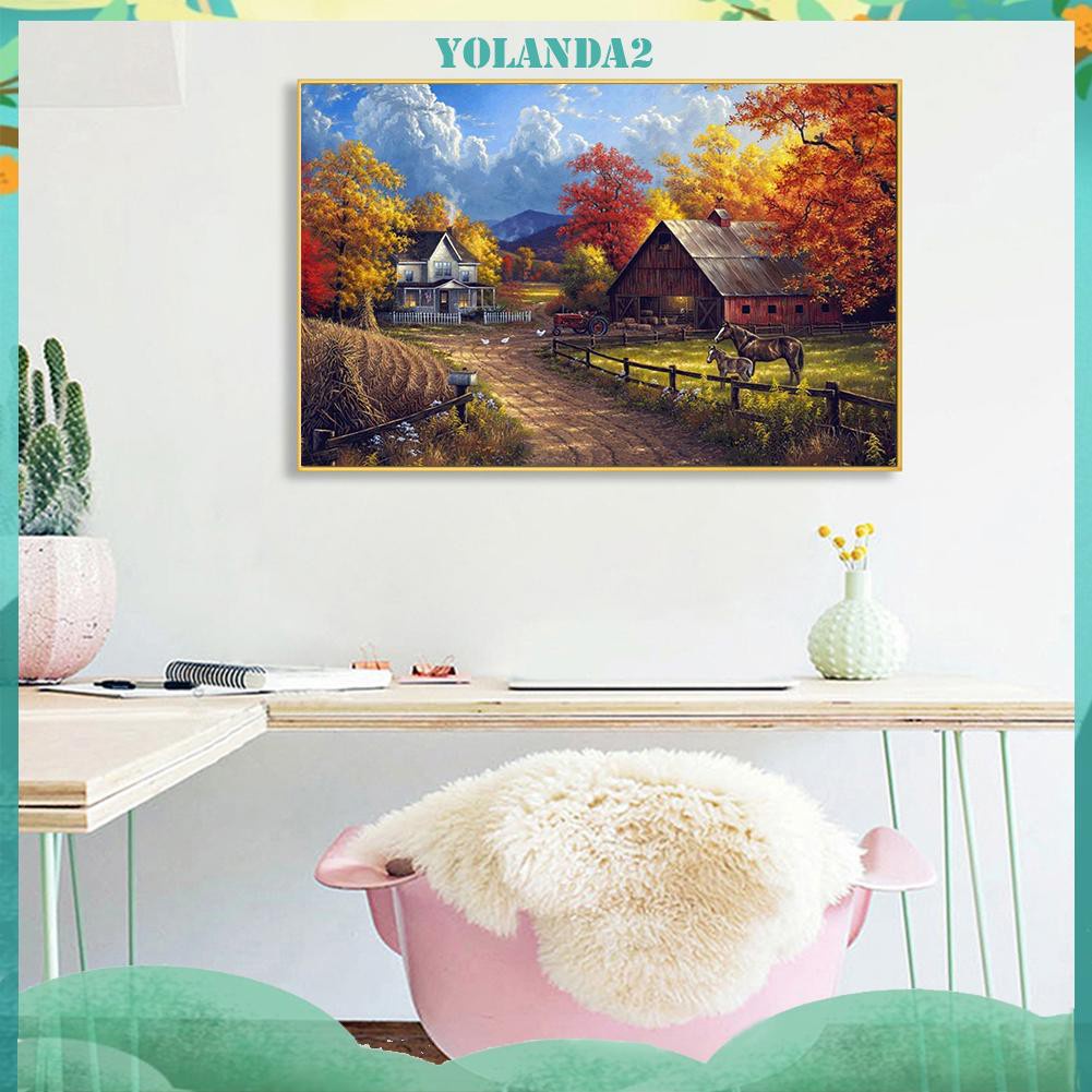 Tranh Đính Đá 5d Hình Ngôi Nhà Nông Thôn