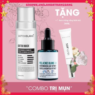 Bộ đôi loại bỏ mụn detox blanc-Tặng kem chống nắng skin aec