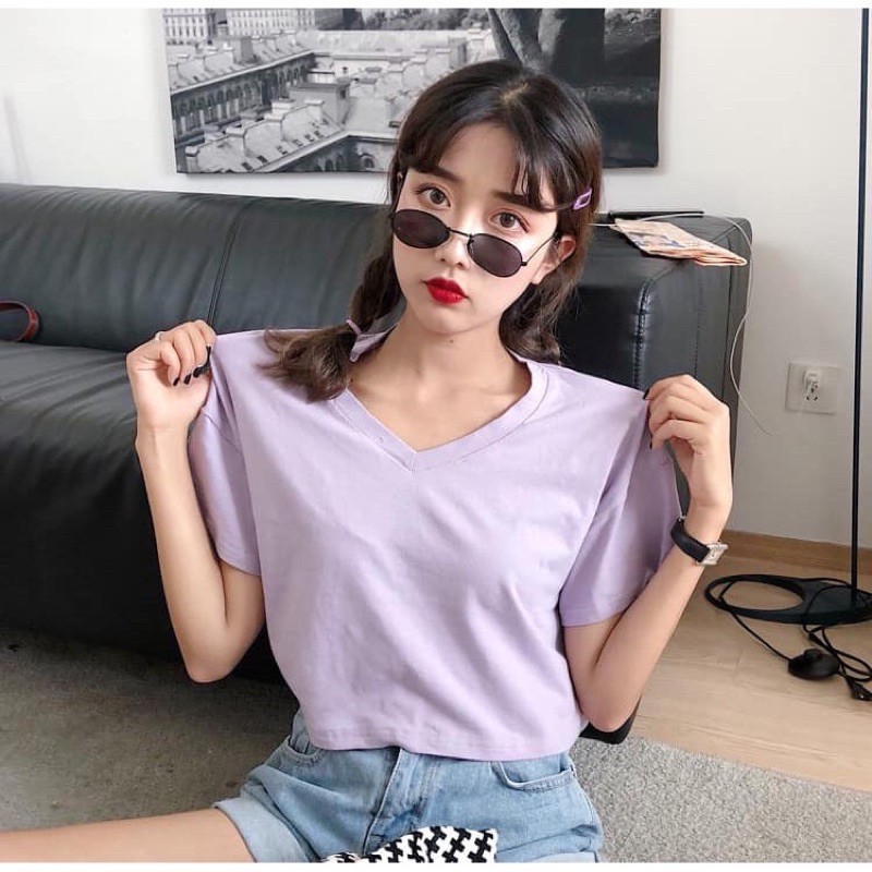 ⚡️GIÁ SỐC⚡️ Áo thun cổ tim 3 màu đen, trắng , tím | BigBuy360 - bigbuy360.vn