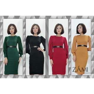 Váy body cát Hàn tay bồng