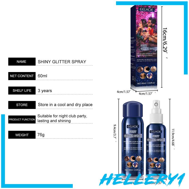 Chai Xịt Kim Tuyến Trang Điểm Cơ Thể Lấp Lánh 2.02fl.oz [Hellery1]