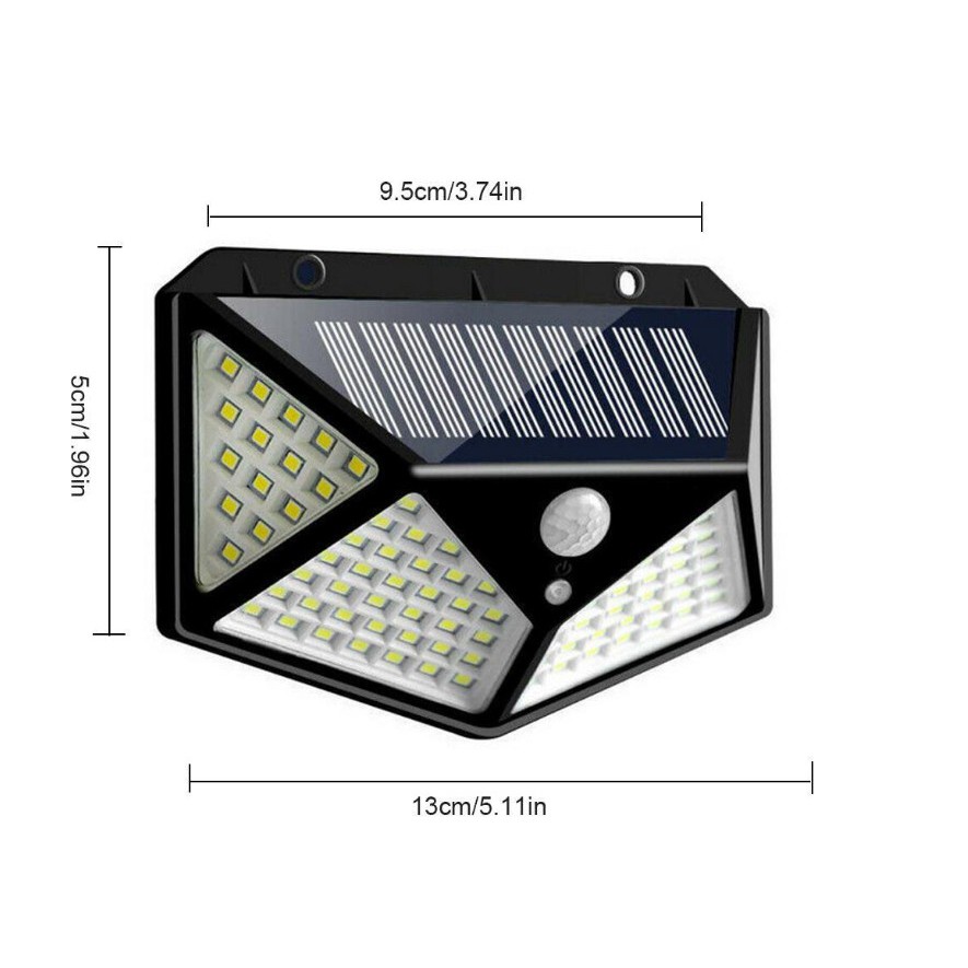 Đèn năng lượng mặt trời 100 LED - 3 chế độ sáng đèn cảm biến hồng ngoại cao cấp ( LMS )