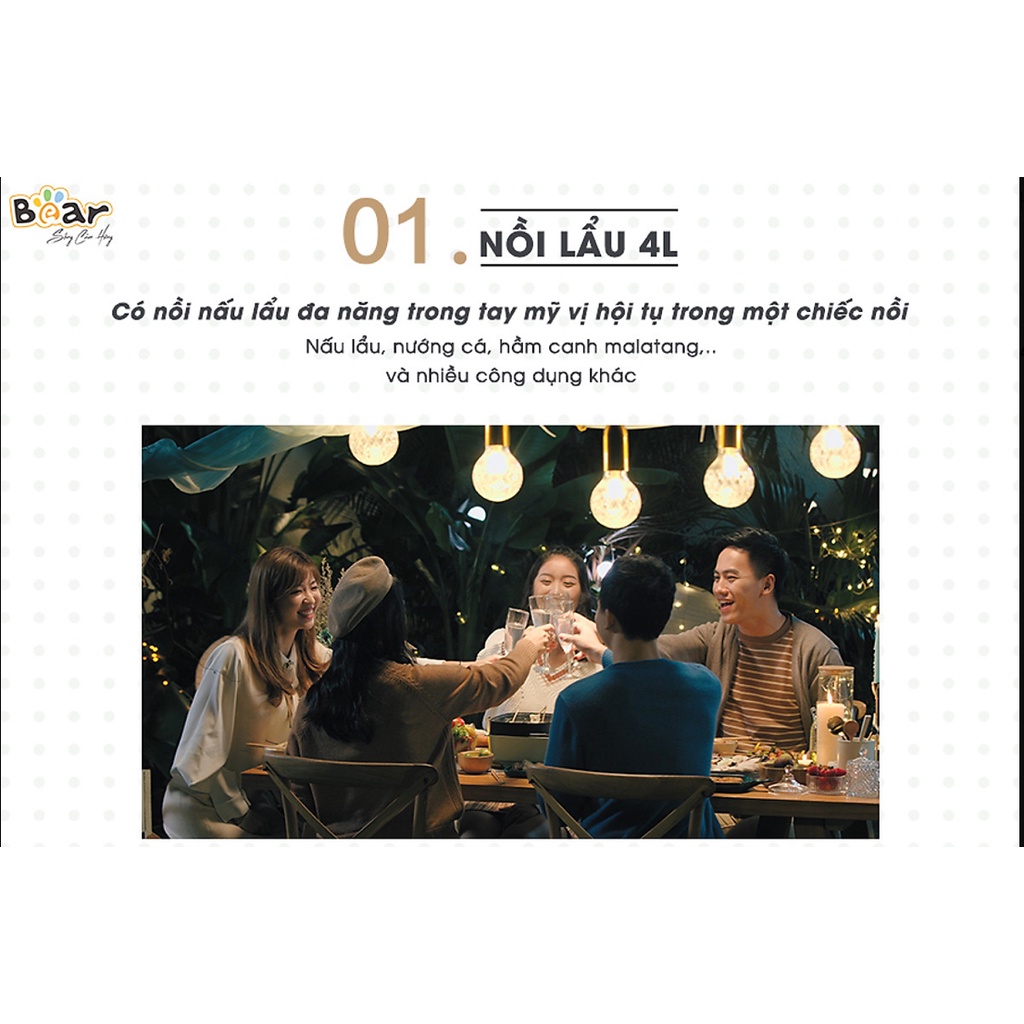 Nồi bếp nấu lẩu nướng điện đa năng 3 khay Bear SUBE004 (DHG-C40D5)