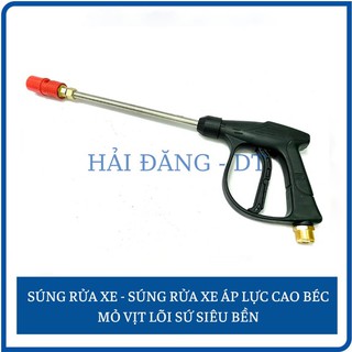 Súng rửa xe áp lực cao kèm ống nối dài 35cm và béc mỏ vịt lõi sứ (Ren 14-22mm)