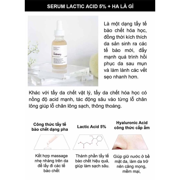 Tinh Chất The Ordinary Lactic Acid 5% + HA/Lactic Acid 10% + HA Serum