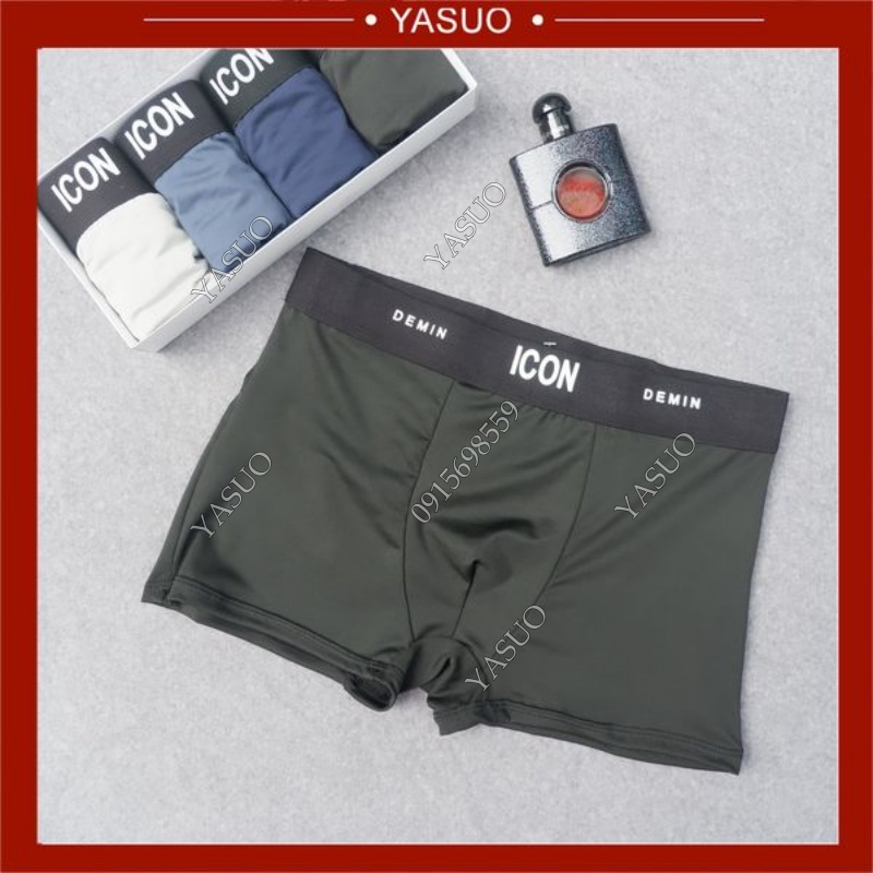 Quần sịp đùi nam thun lạnh, Quần lót nam boxer thun lạnh cao cấp co dãn 4 chiều đủ size đại tới 80kg - Yasuo
