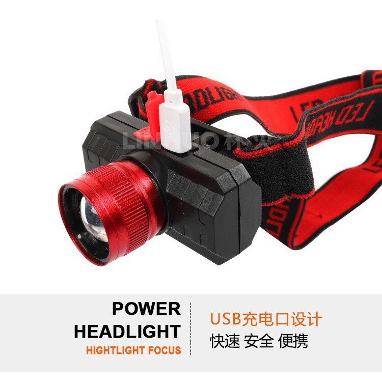 Đèn pin mini T102 pin sạc zoom xa