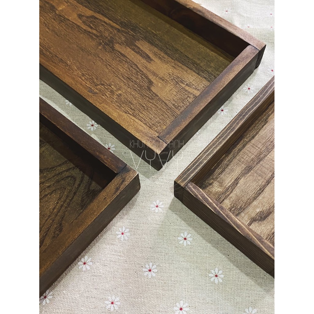 Khay gỗ thông rustic mini 20x20x3