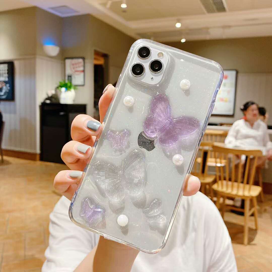 Ốp Điện Thoại Tpu Silicon Mềm Trong Suốt Hình Bướm 3d Cho Iphone 11 Pro Max Se2 X Xs Max Xr 7 8 Plus | BigBuy360 - bigbuy360.vn